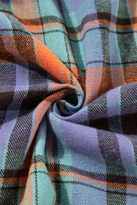 Orange Plaid Print Pocket Loose Shirt Shacket ca5eaa8c7114940c