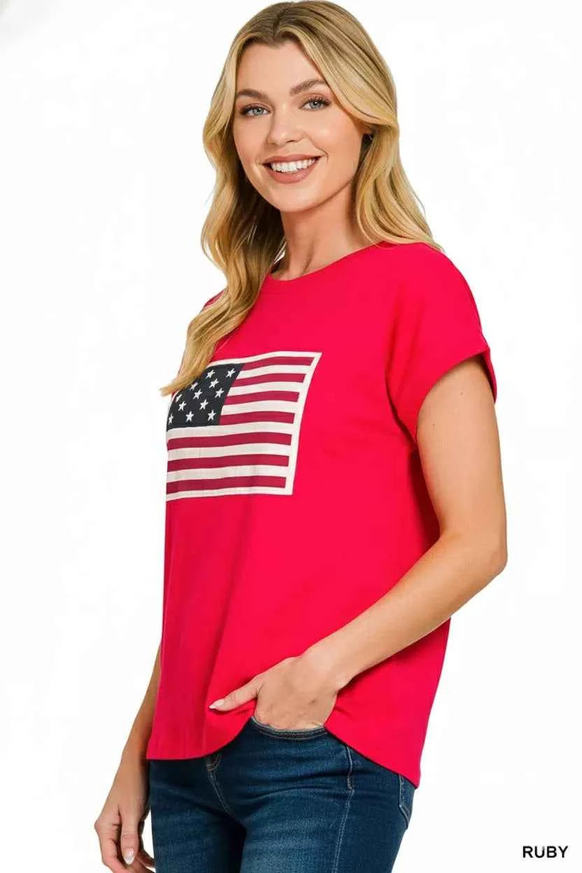 Zenana Full Size US Flag Round Neck Short Sleeve T-Shirt Plus Size ca5f01c8-00c0-4adc-abde-f93413ae4061-Max-Origin