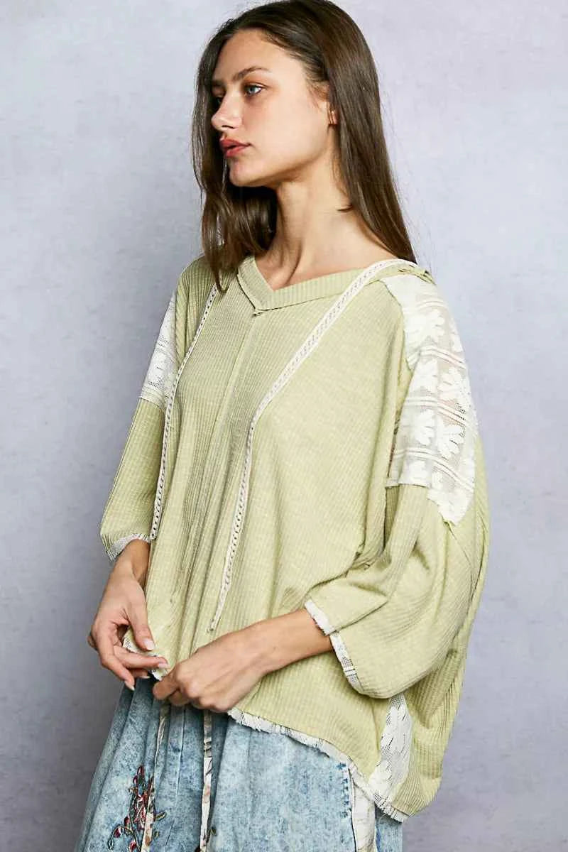POL Short Sleeve Hoodie Top with Lace Detail ca5fd86e-224a-4c26-a958-38ef27b8b565-Max-Origin