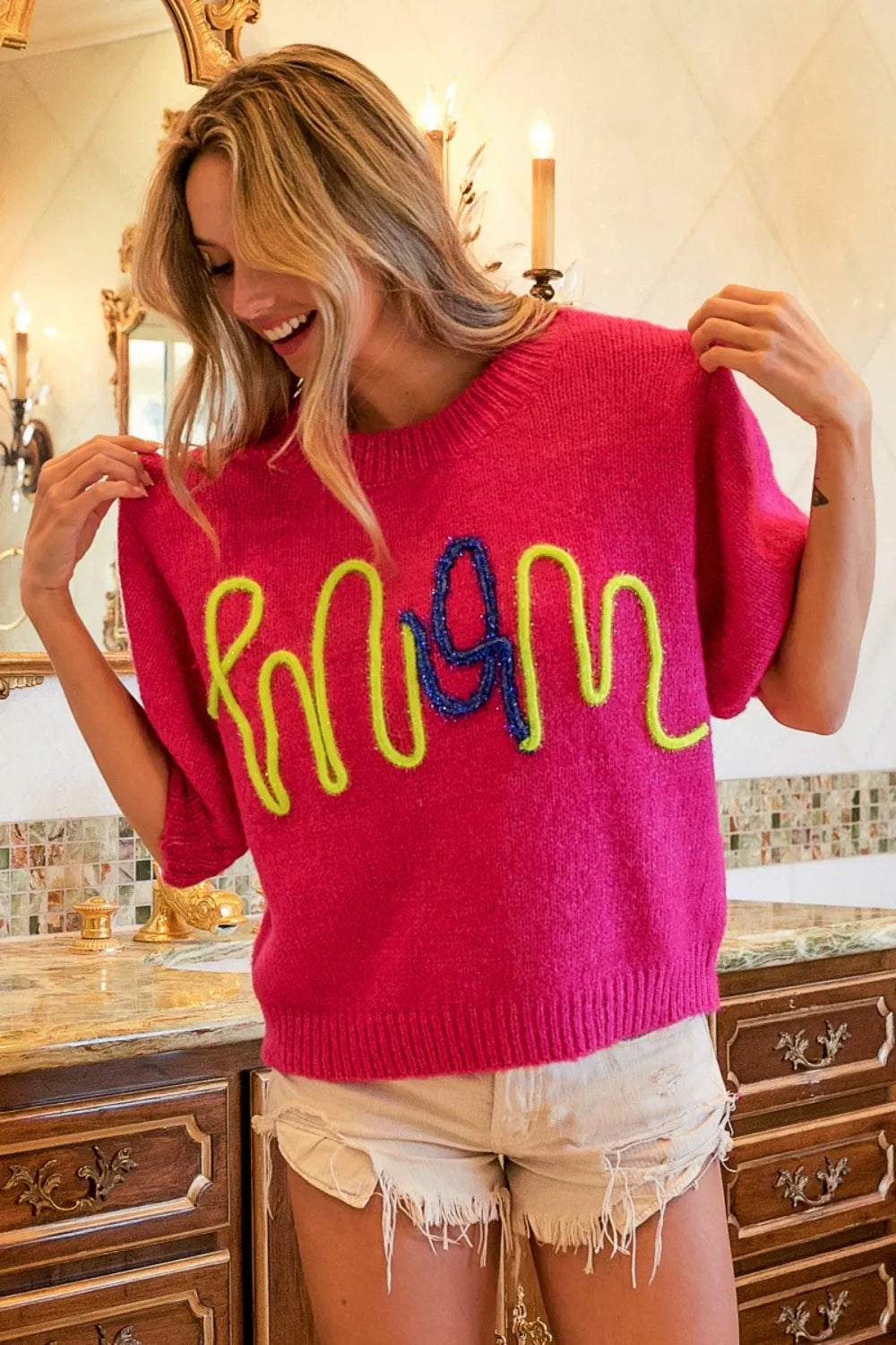 BiBi MOM Contrast Round Neck Sweater ca61b9e6-1652-4a3d-b4b8-97c583a9f1df-Max