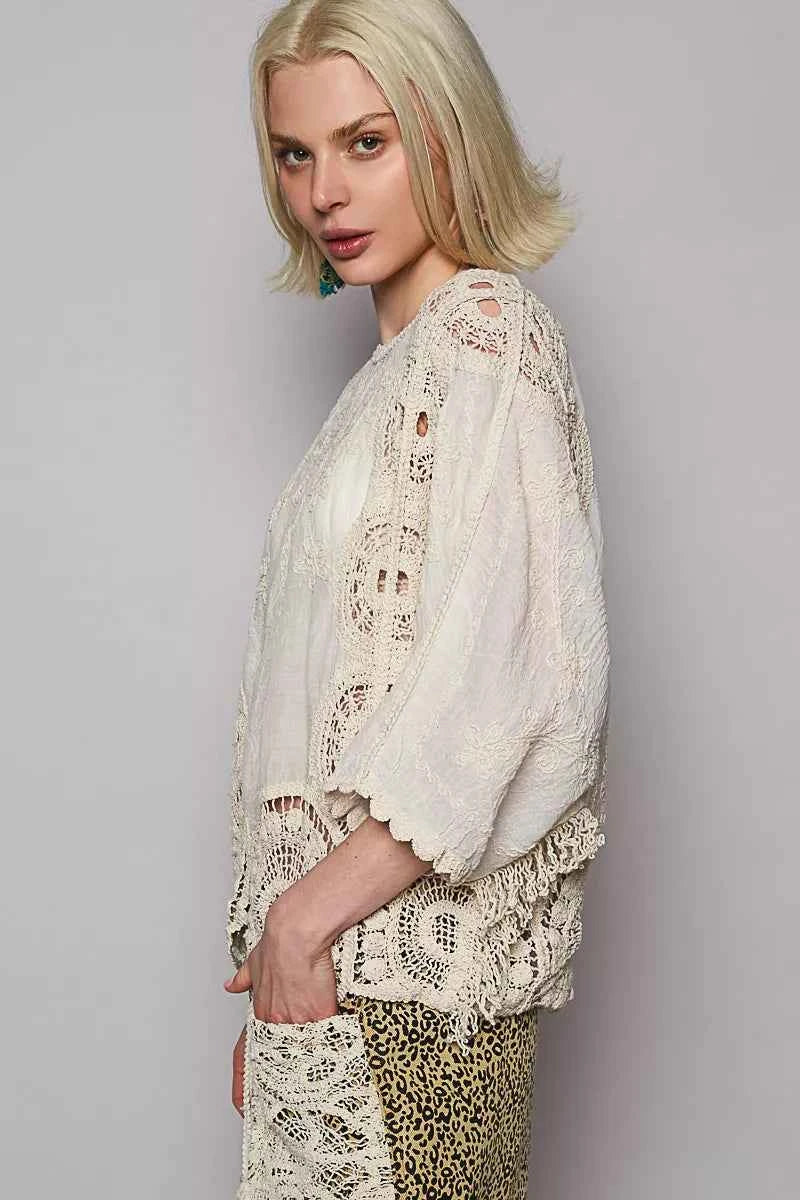 POL Round Neck Crochet Top with Floral Embroidery Detail ca6977bf-18b3-47e7-906d-17396a320183-Max-Origin