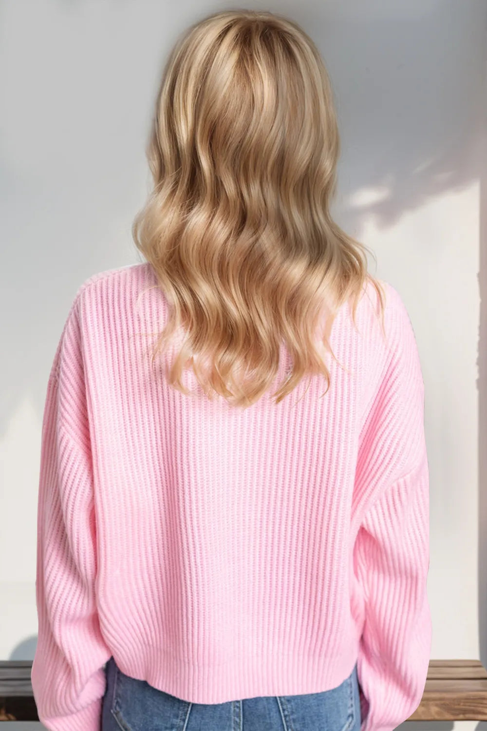 Double Take Full Size MERRY & BRIGHT Christmas Dropped Shoulder Cropped Sweater ca6a7b04-1ffd-44ac-9e97-9bf512189807-Max