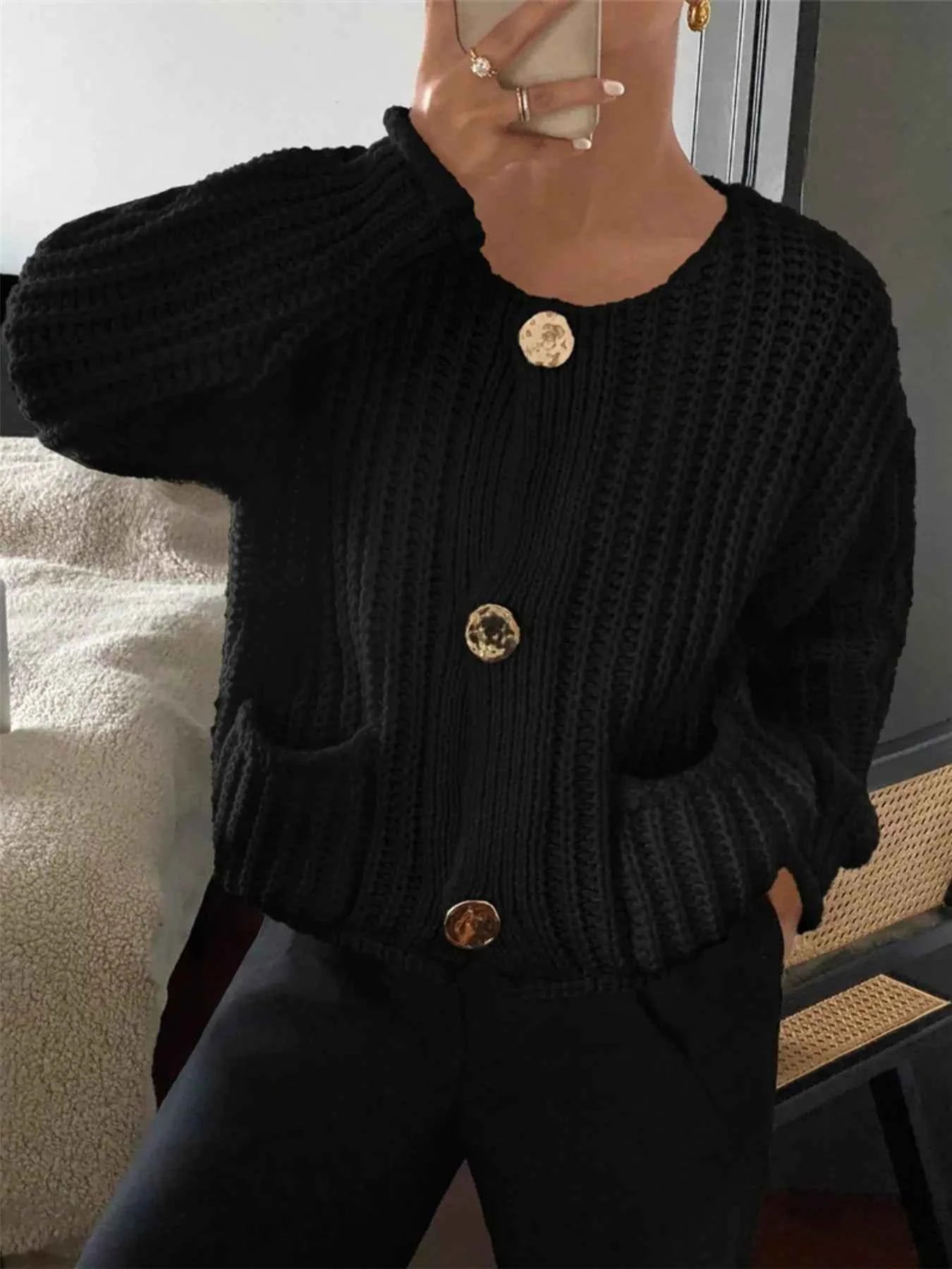 Button Up Dropped Shoulder Cardigan ca6ea35bd5f443e1bfa411f1718b0206-Max-Origin