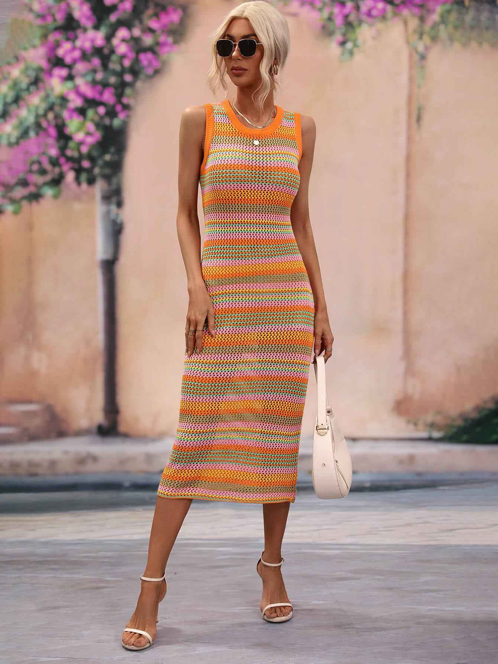 Striped Round Neck Sleeveless Midi Cover Up Dress ca71f9cb45874e809003dfda1ca96b13-Max