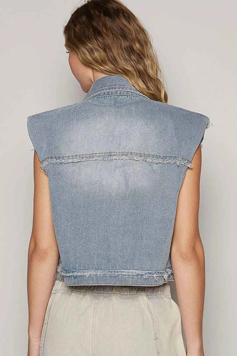 POL Assymetrical Front Closure Raw Hem Denim Vest ca7a5667-81ac-4c08-93c3-5d14014a2fb2-Max-Origin
