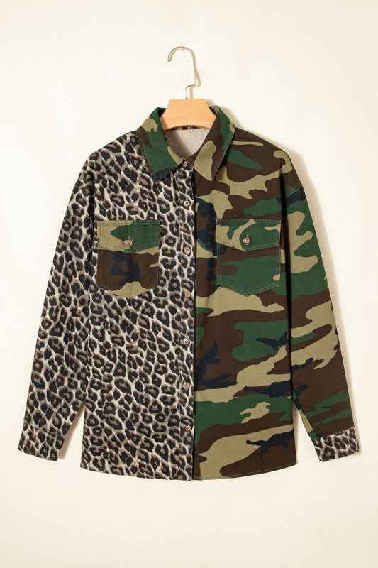 Leopard Camo Patchwork Oversized Shacket Brown ca80331c-48ec-43fa-bff6-ff6cbc7d0f77