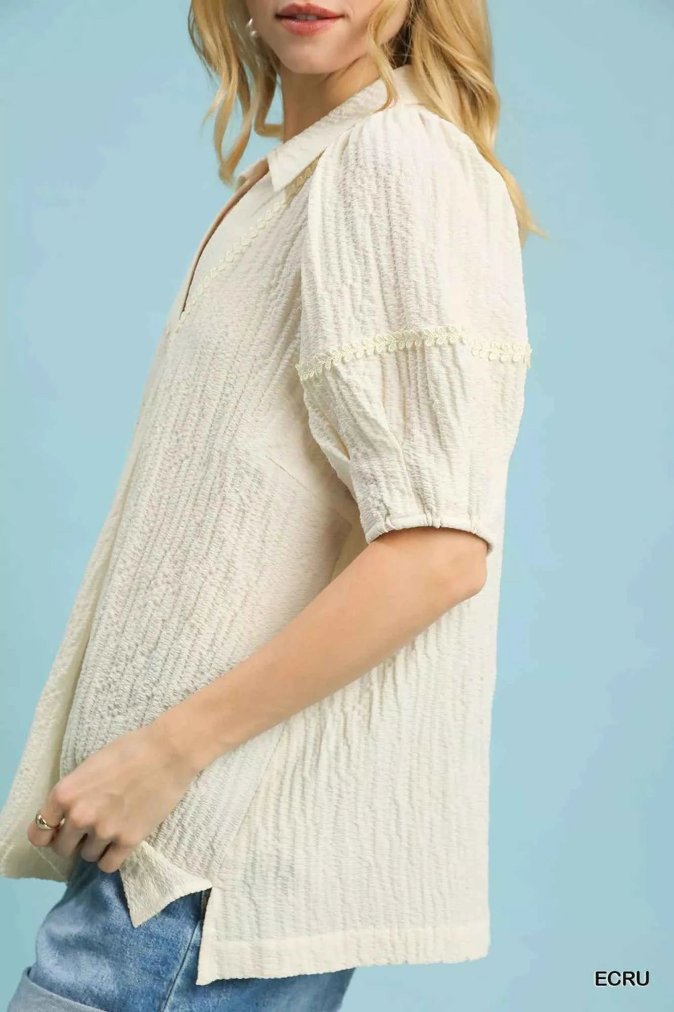 Umgee Textured Puff Sleeve Blouse ca89e572-c435-4242-9d4b-4d61634c528f-Max-Origin