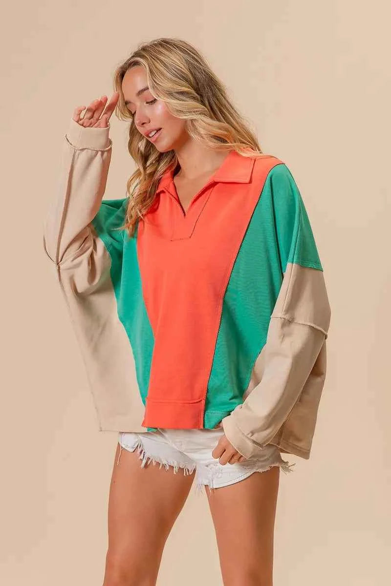 BiBi Colorblock Exposed Seam French Terry Sweatshirt ca992b0bab114a098dc02efaad5c6ed0-Max-Origin