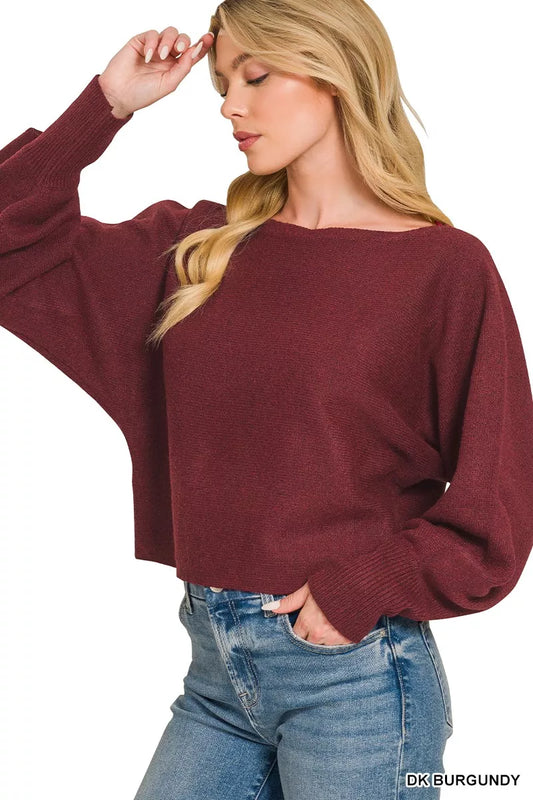 Boat Neck Balloon Sleeve Sweater caa1bfa77be84d5ab495154019565246-Max-Origin