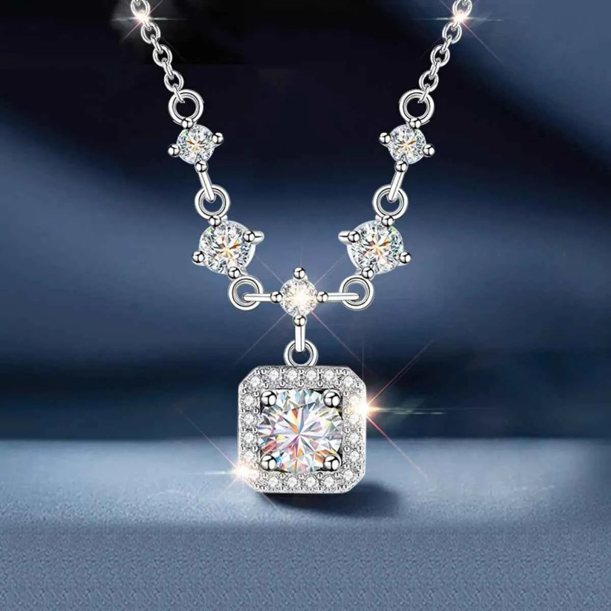 2 Carat Moissanite 925 Sterling Silver Pendant Necklace Silver One Size caa49818-2a48-4f23-be33-07e4e581bed3-Max-Origin