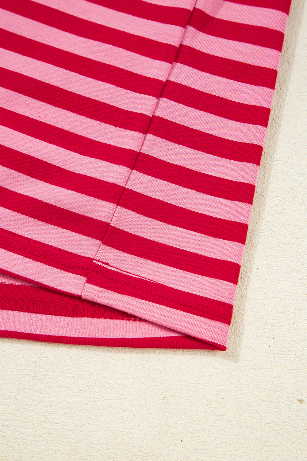 Strawberry Pink Striped V Neck Drop Sleeve Top caa6218381dc04ed