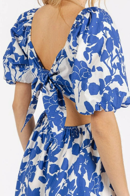 Mittoshop Cutout Back Floral Sweetheart Neck Puff Sleeve Dress caa666aa-7d29-49be-994c-785b4de4a3e4-Max