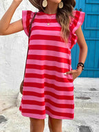 Striped Ruffle Sleeve Casual Summer Dress caad7e6c19b941d5ba648638b4c82d6b-Max-Origin