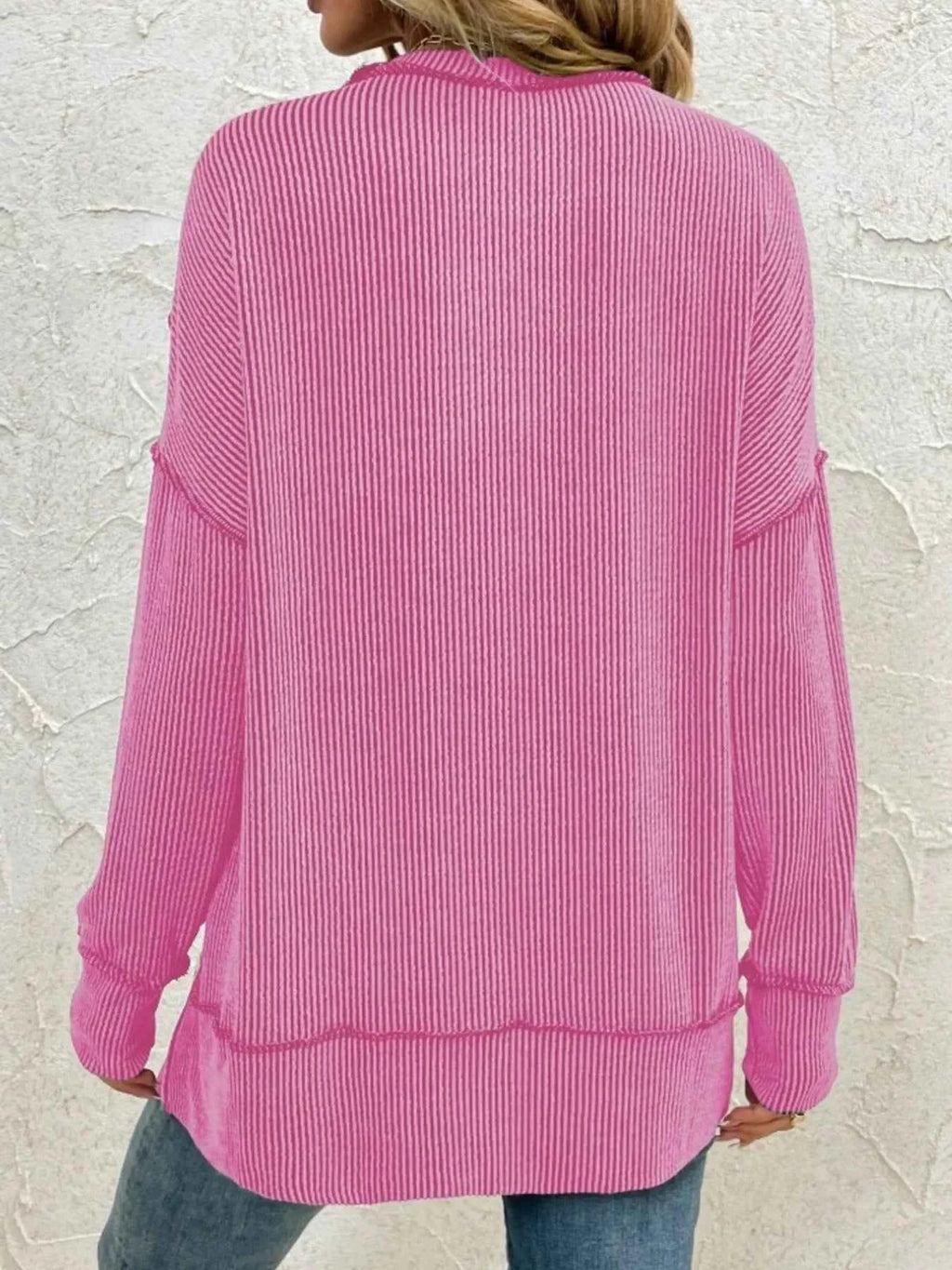 Side Slit Round Neck Dropped Shoulder Sweatshirt caae36ef20bf4b2e8ea57e961127ed46-Max-Origin