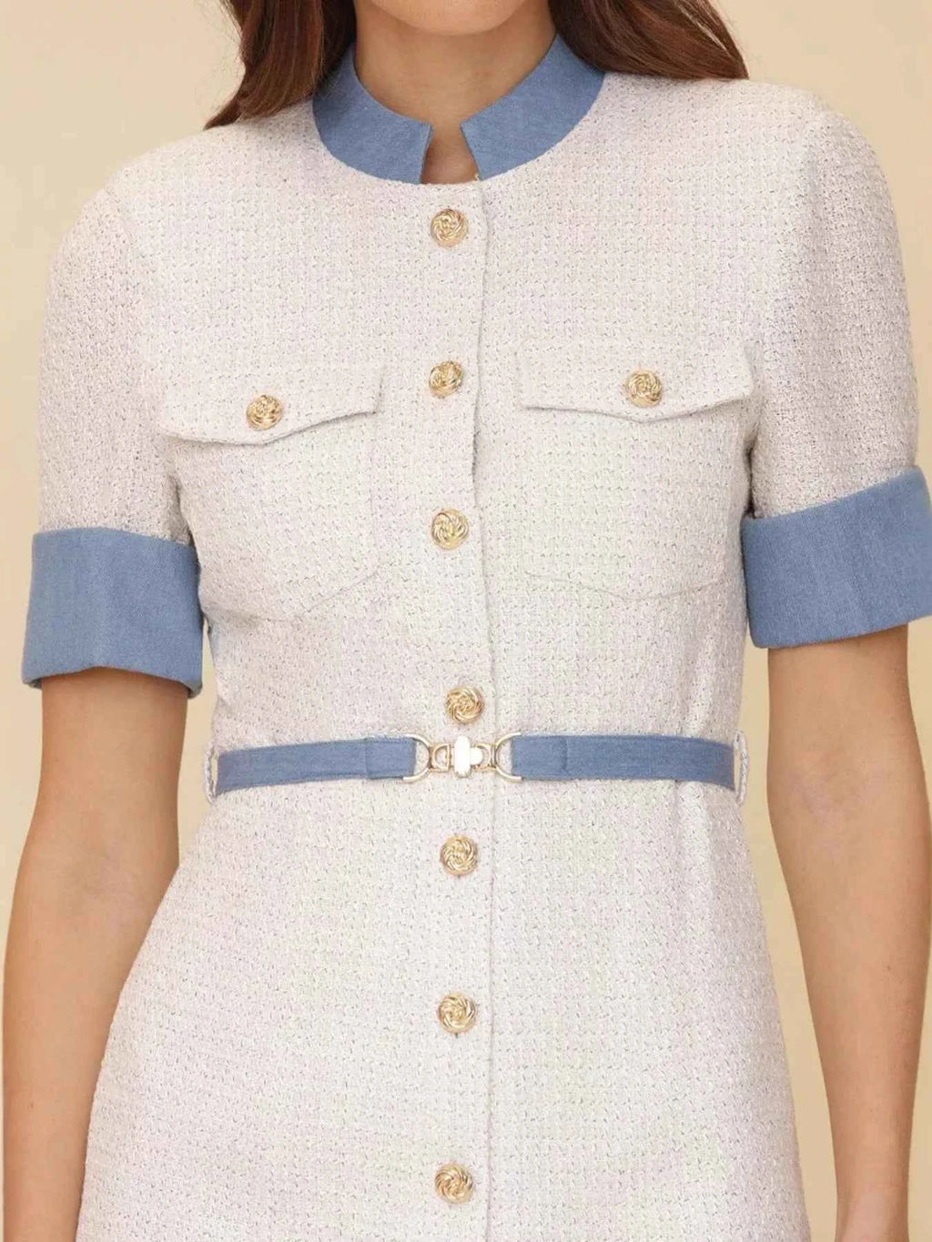 Contrast Button Front Mini Dress caaf377fdbd6404f9ba4b6aa9873908e-Max-Origin