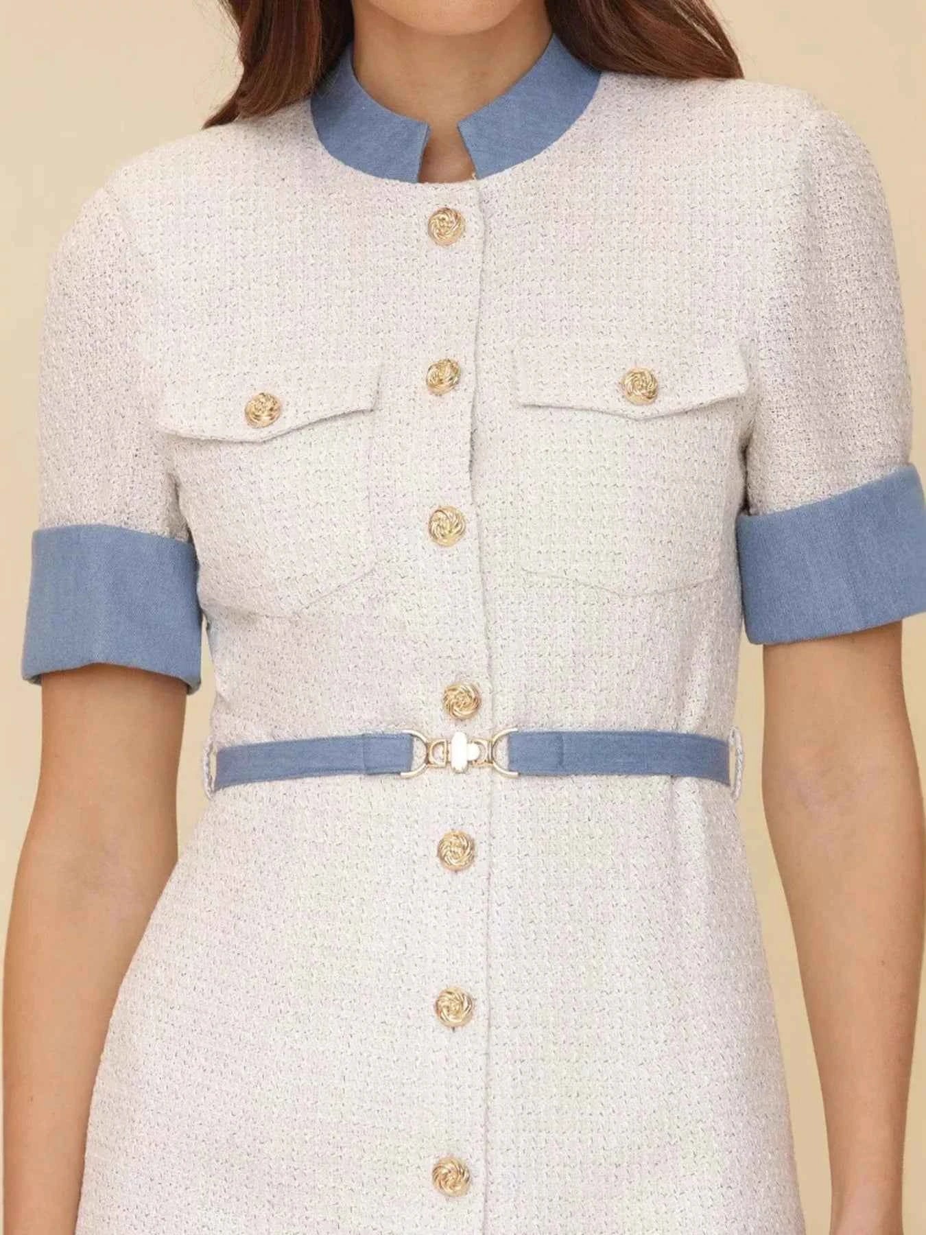 Contrast Button Front Mini Dress caaf377fdbd6404f9ba4b6aa9873908e-Max-Origin