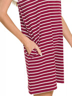 Zenana Contrast Trim Striped T-shirts Dress cab31f6e-3c98-4b45-a7b7-427ede9ae076-Max-Origin