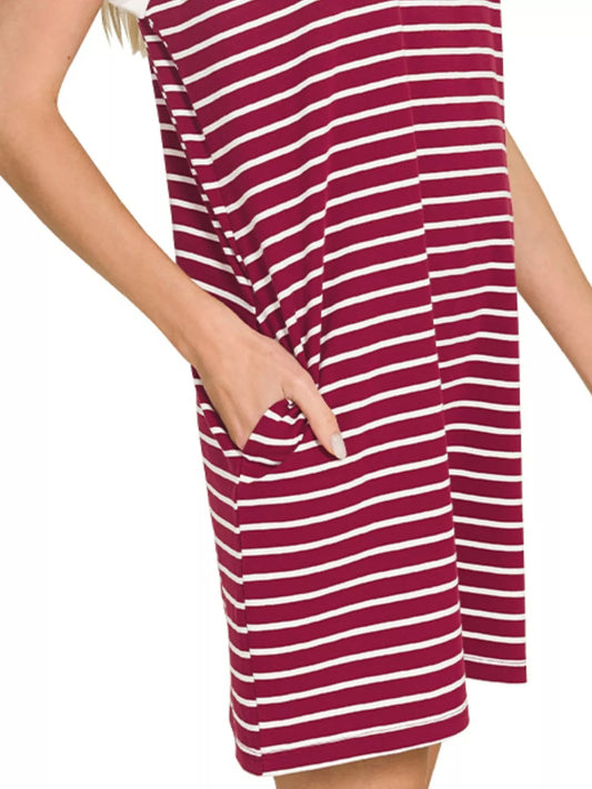 Contrast Trim Striped T-shirts Dress cab31f6e-3c98-4b45-a7b7-427ede9ae076-Max-Origin