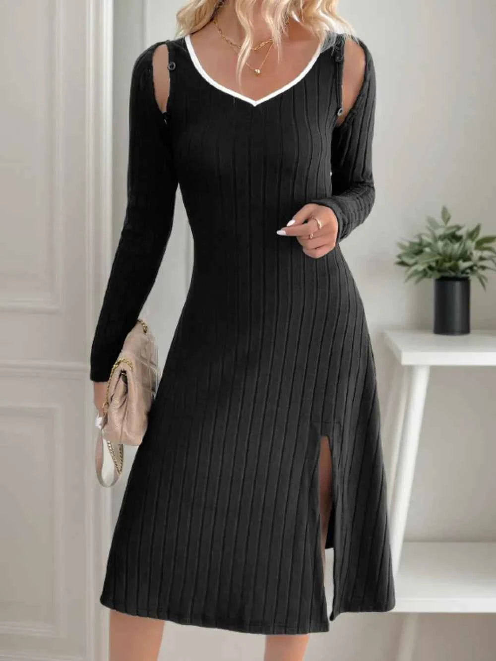 Perfee Slit Wide Strap Dress and Detachable Long Sleeves Set cab58dbb-14f9-41f9-afe3-aefb3d90f78e-Max