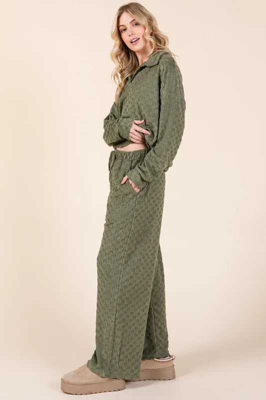 BOMBOM Tied Checkered Wide Leg Pants cabc0bfb-b038-4eaf-bbbc-80b9bdb4dedb-Max