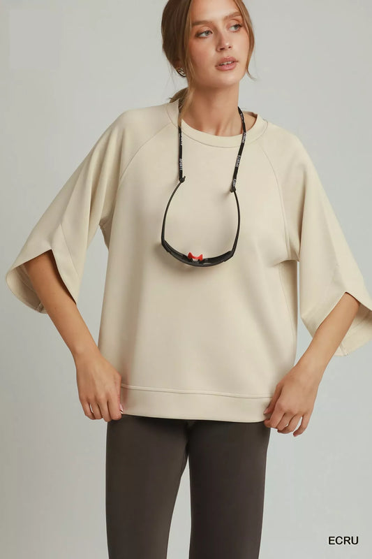 Round Hem Raglan Sleeve Top ECRU cabc20cf-76f4-499d-a300-c79c97baede8-Max-Origin