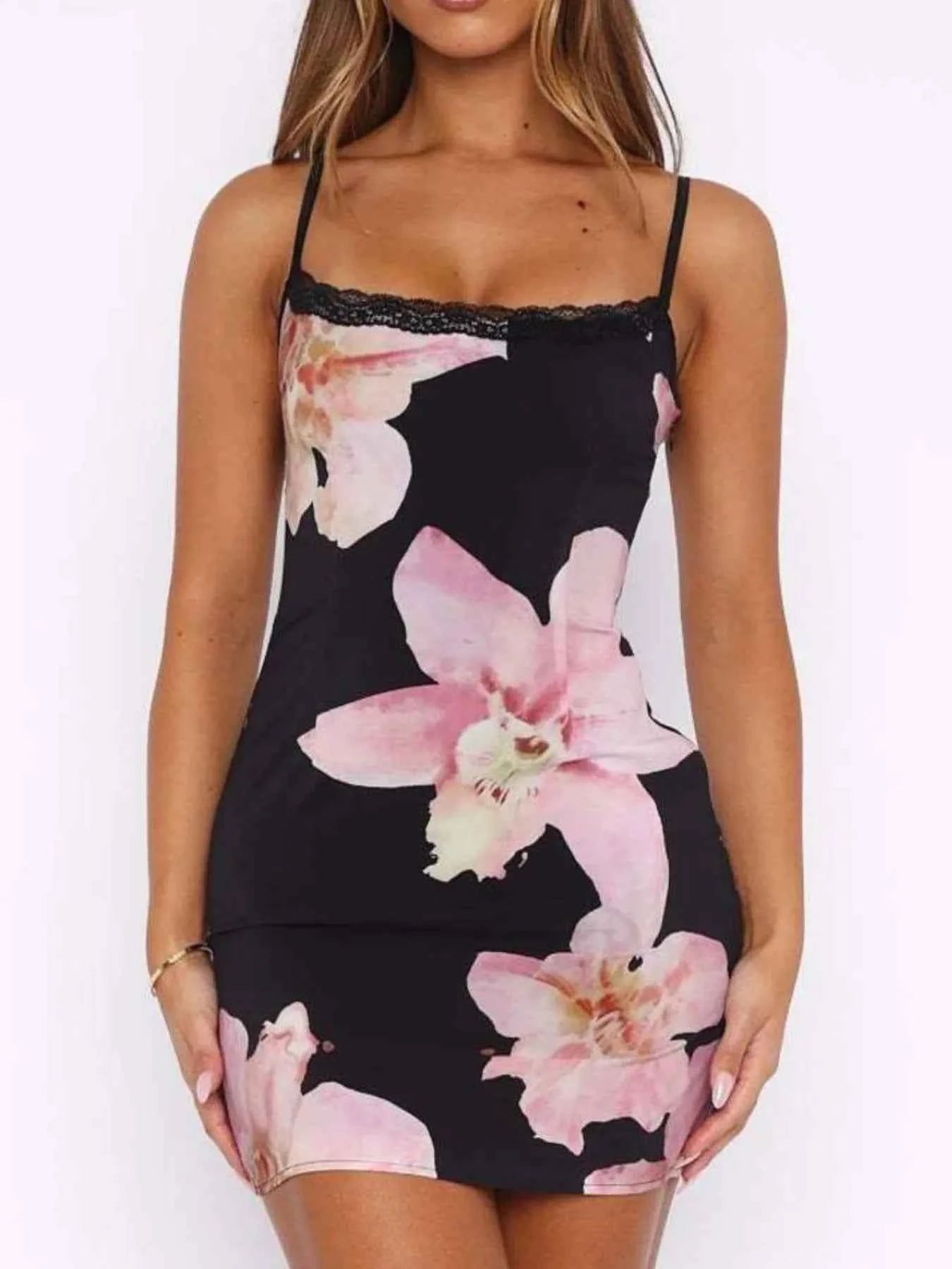 Floral Print Bodycon Cami Dress with Lace Trim cabd1689-2ad6-4ce2-a7e0-c488a26d8f7b-Max-Origin