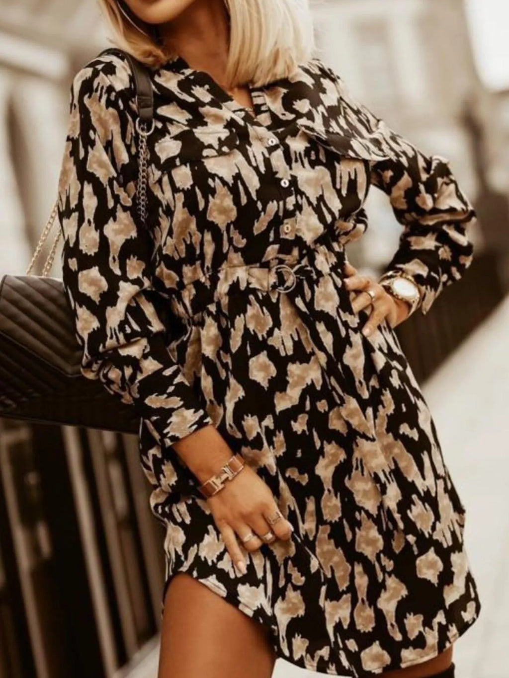 Printed Button Front Long Sleeve Dress cabe7e20-9cf0-4607-ace5-8ecfbc10d3e8-Max-Origin