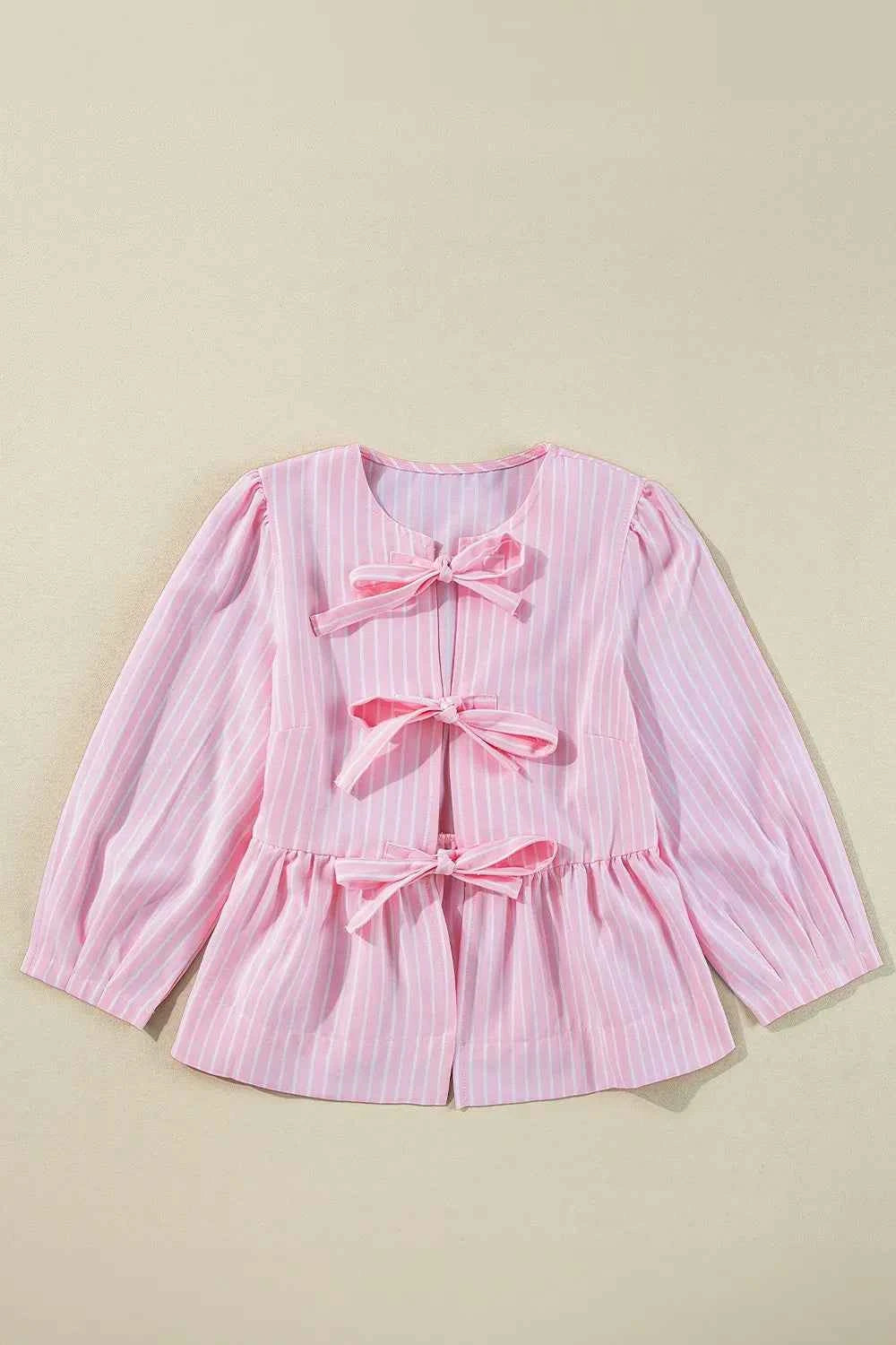 Tie Front Striped Peplum Blouse cac26c68-0aa4-480e-a6ab-22c444cd471f-Max-Origin