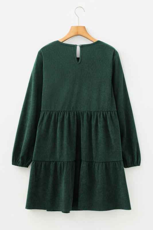 Solid Lantern Sleeve Tiered Mini Dress cac919af-26e2-42ec-955a-eff6894bed6a