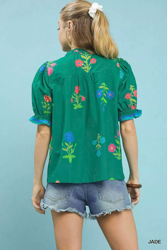 Petal Parade Print Button-Down Blouse cad8b4c8-73f0-42ae-bd6d-64a6357a1d8e-Max-Origin
