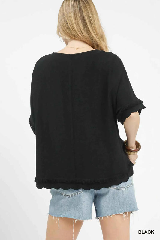 Linen Frayed Hem Scallop Edge Top cae18dc3-490f-437e-938e-2be592290c63-Max-Origin