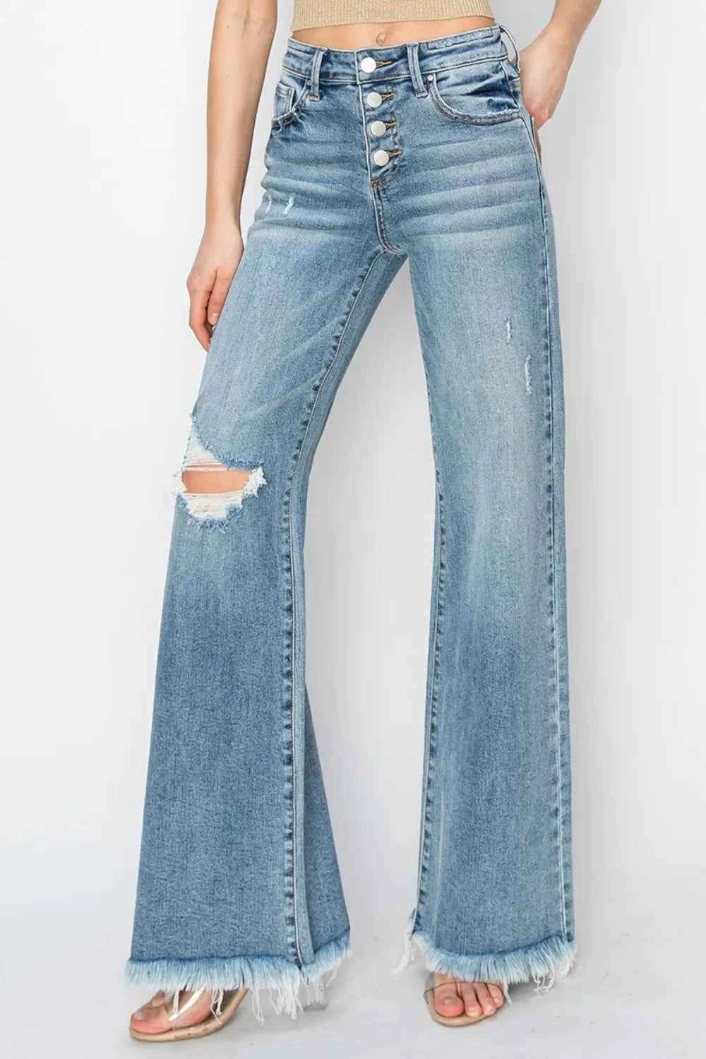 RISEN Mid Rise Button Fly Wide Leg Jeans Medium cae27a3b-259e-4cbe-b1c0-4042821888ca-Max