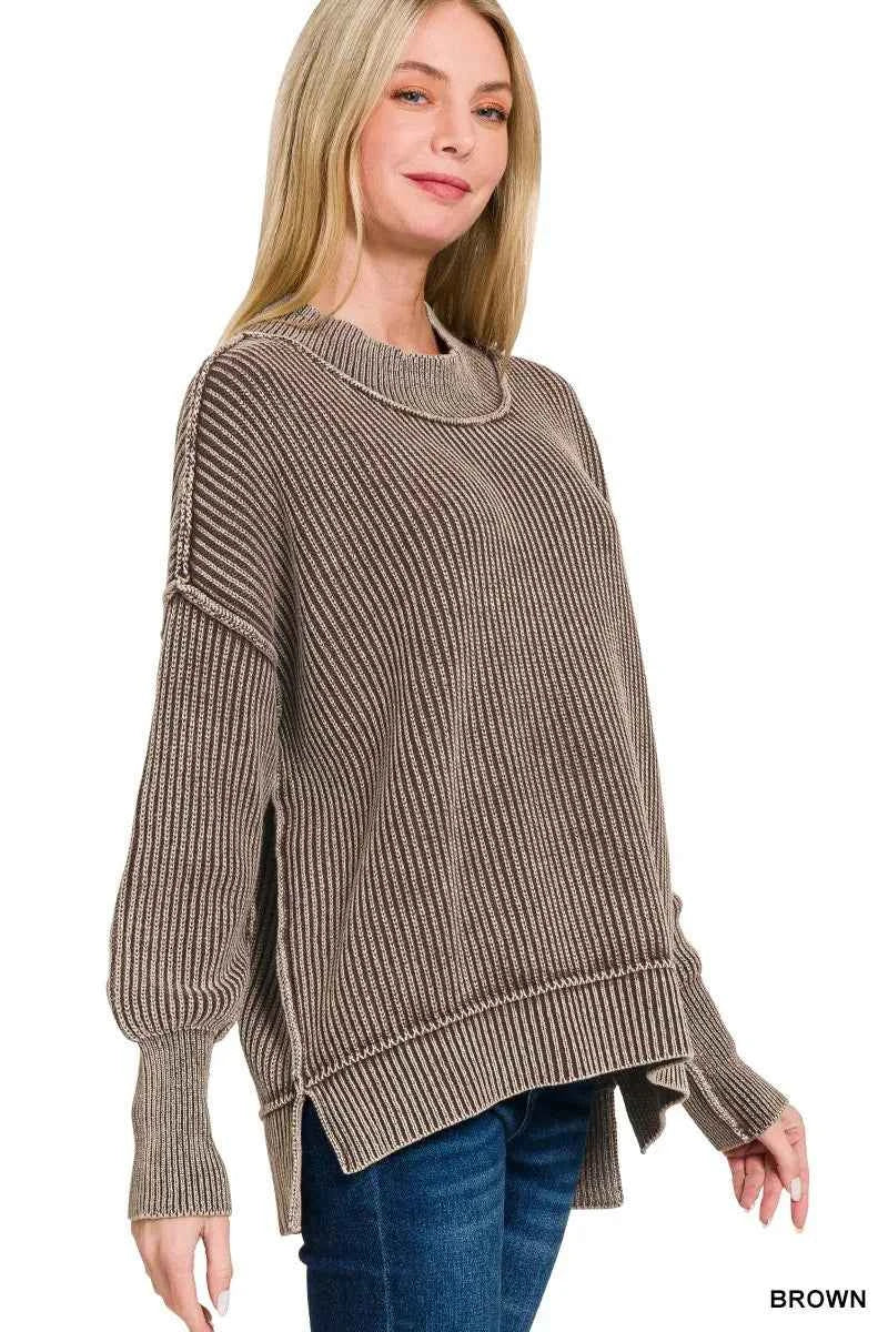 Zenana Washed Side Slit Oversized Sweater cae86aa0fc2141be999416f2c2816beb-Max-Origin