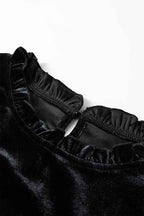 Velvet Frilled Collar Smocked Puff Sleeve Blouse caea0f7e-ee1f-404f-a1eb-22978f221df3