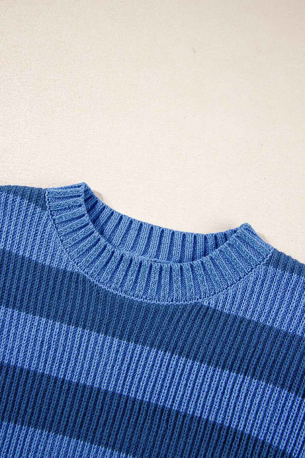 Blue Striped Drop Shoulder Casual Sweater caf8016dde491be7