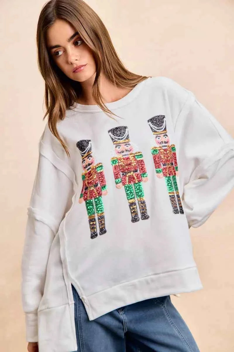 BiBi Christmas Sequin Nutcrackers Embroidery Sweatshirt caf81ae614884e10ae57613bca0f4f79-Max-Origin