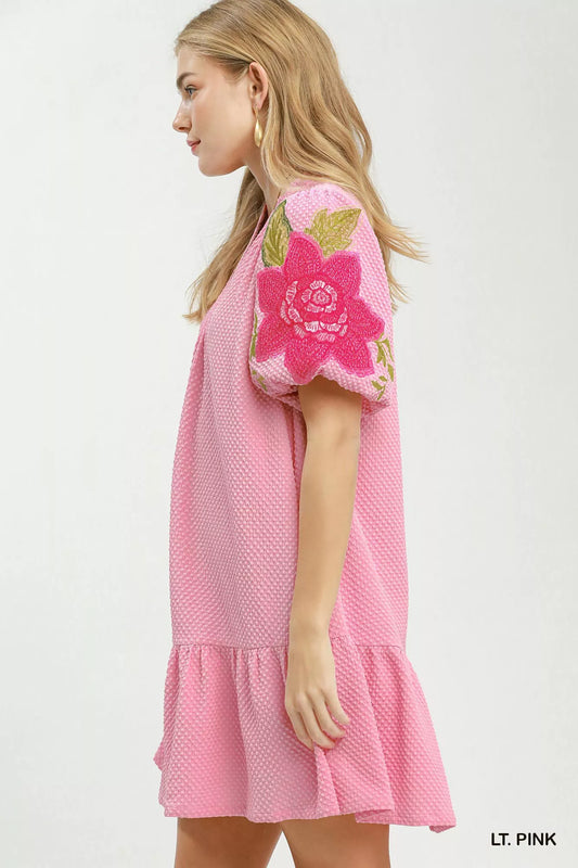 Floral Embroidered Textured Jacquard Dress cafaba93-46c3-45fb-b776-e4ecb8531110-Max-Origin