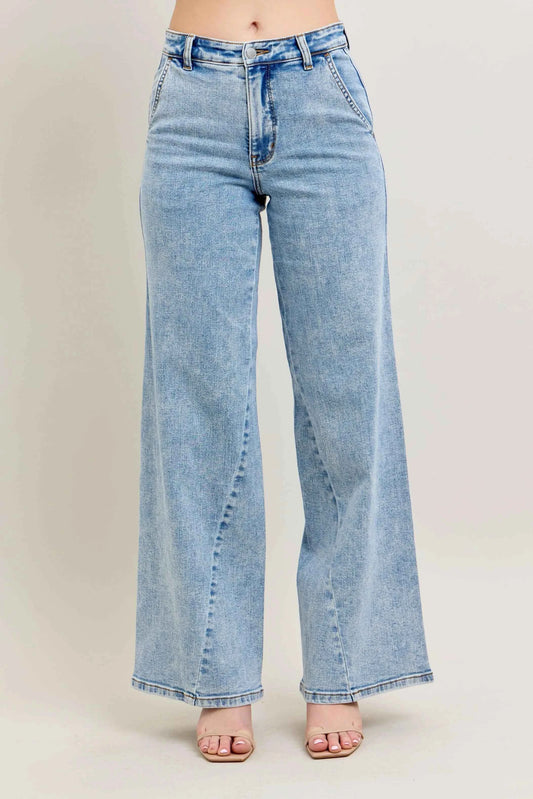 Judy Blue Full Size High Waist Wide Leg Jeans with Skewed Inseam Plus Size cafec41d8b0c4bf9bc7a7a266debd2b6-Max-Origin