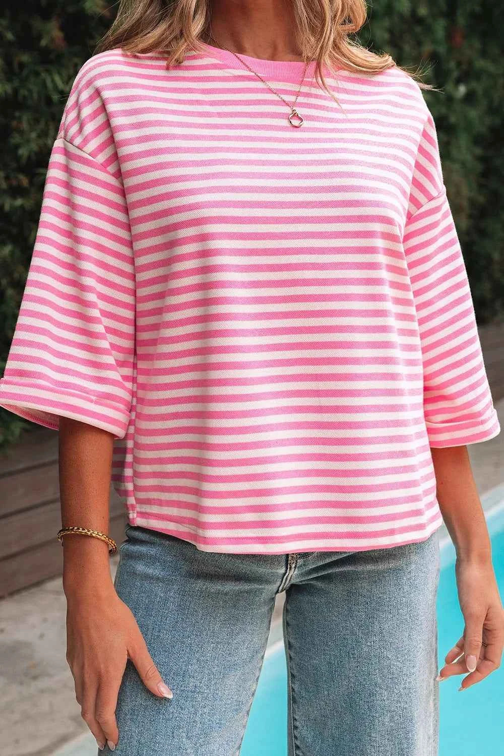 Striped Tie-Back Blouse with Cutout Detail cb147f24-e332-4180-807f-46ef97ae6736-Max-Origin