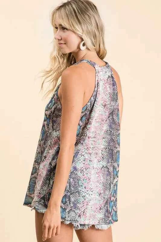 BiBi Snakeskin Print Low Gauge Hacci Knit Halter cb19101d44ae437aa6be4c0a6187835f-Max-Origin