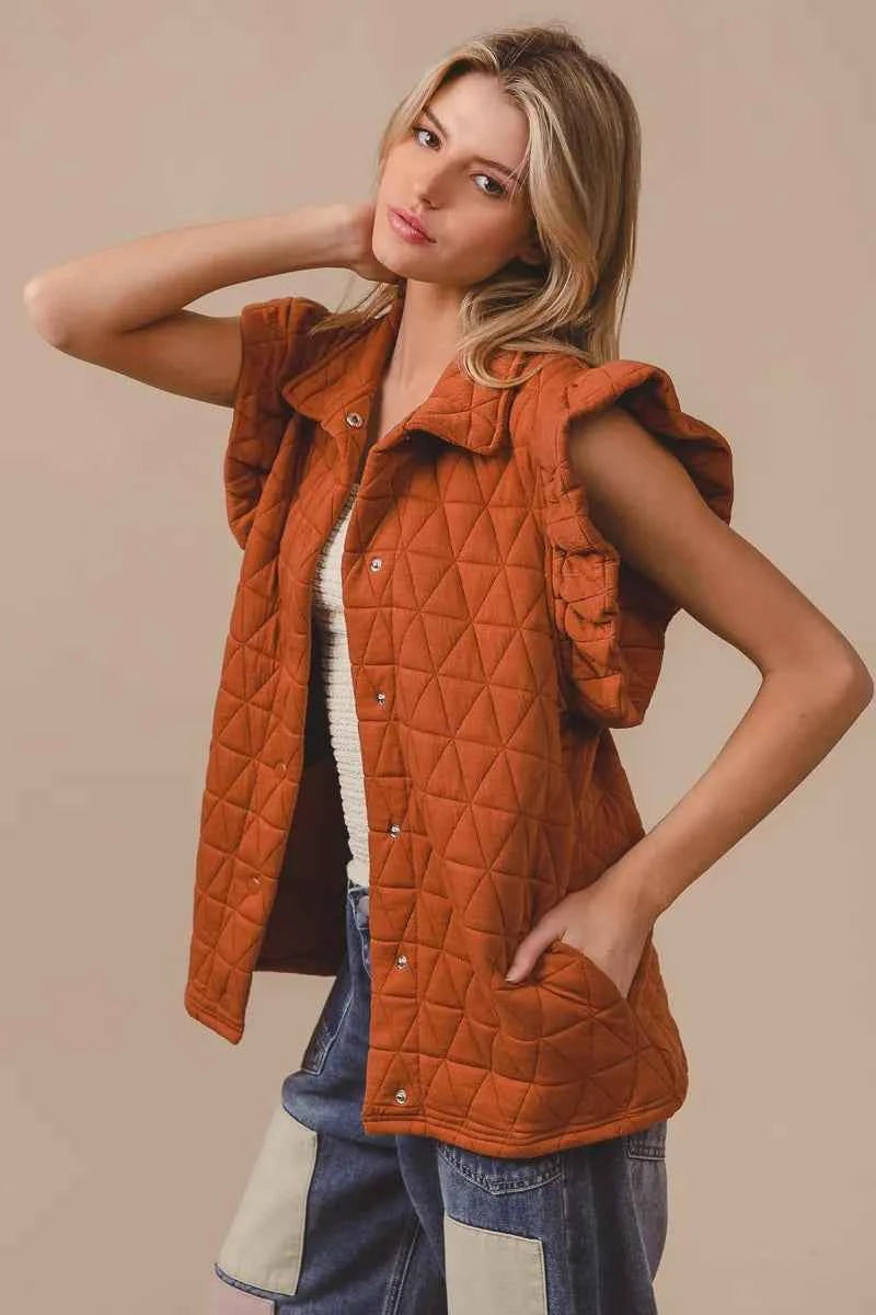 Quilting Knit Ruffle Sleeve Vest cb222a93ad504350a31344eb93fba53f-Max-Origin