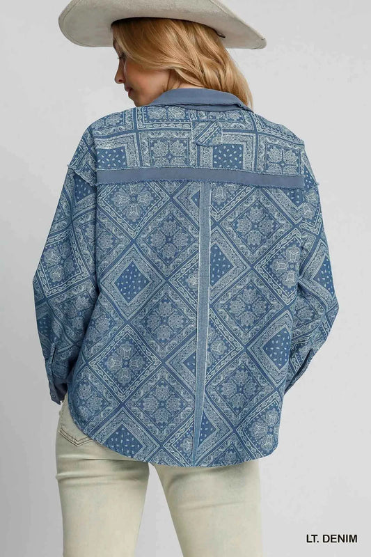 Paisley Print Denim Shirt Jacket cb2bfe65-f603-4fa8-ad16-fdac23083389-Max-Origin