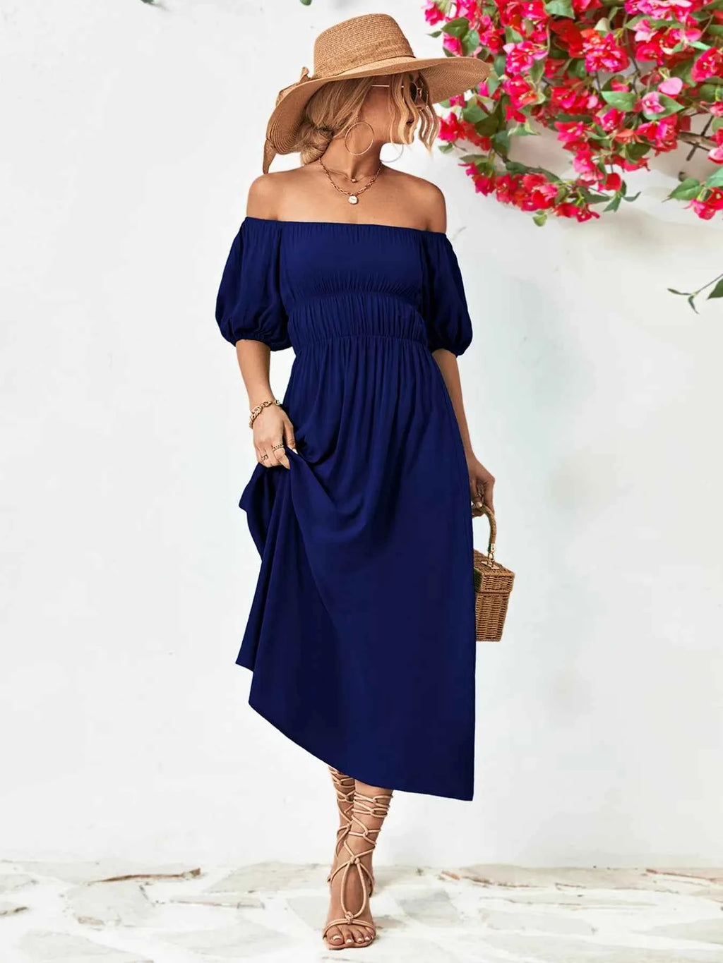 Off-Shoulder Puff Sleeve Smocked Maxi Dress cb3325ea-b3a8-4675-8a06-c12a07de24cd-Max-Origin