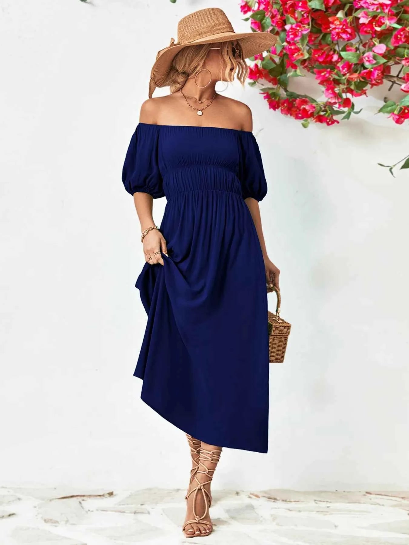 Off-Shoulder Puff Sleeve Smocked Maxi Dress cb3325ea-b3a8-4675-8a06-c12a07de24cd-Max-Origin
