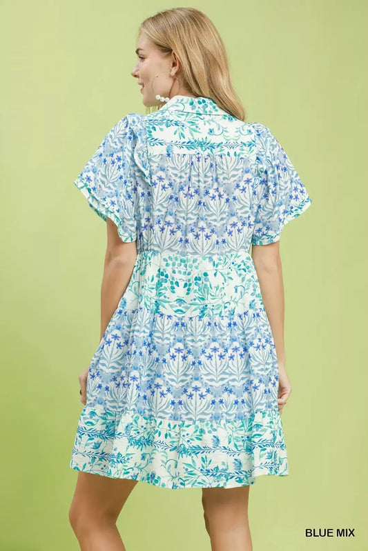 Mixed Floral Tiered Mini Dress with Flutter Sleeves cb3dc5d7-44a3-4666-9a6e-9c6b2ab81fff-Max-Origin