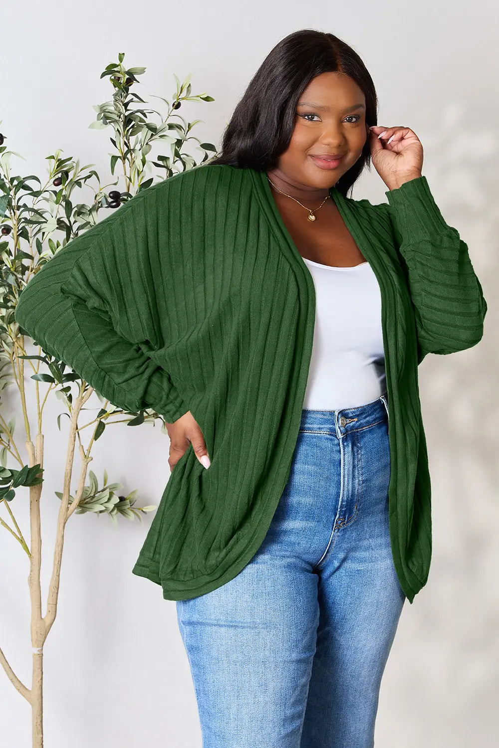 Basic Bae Full Size Ribbed Cocoon Cardigan cb40086eca494df99f7faca1a3940972-Max