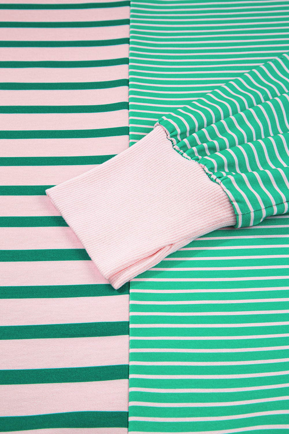 Green Stripe Colorblock Patchwork Side Slit Plus Size Sweatshirt cb4b18e092b85d74
