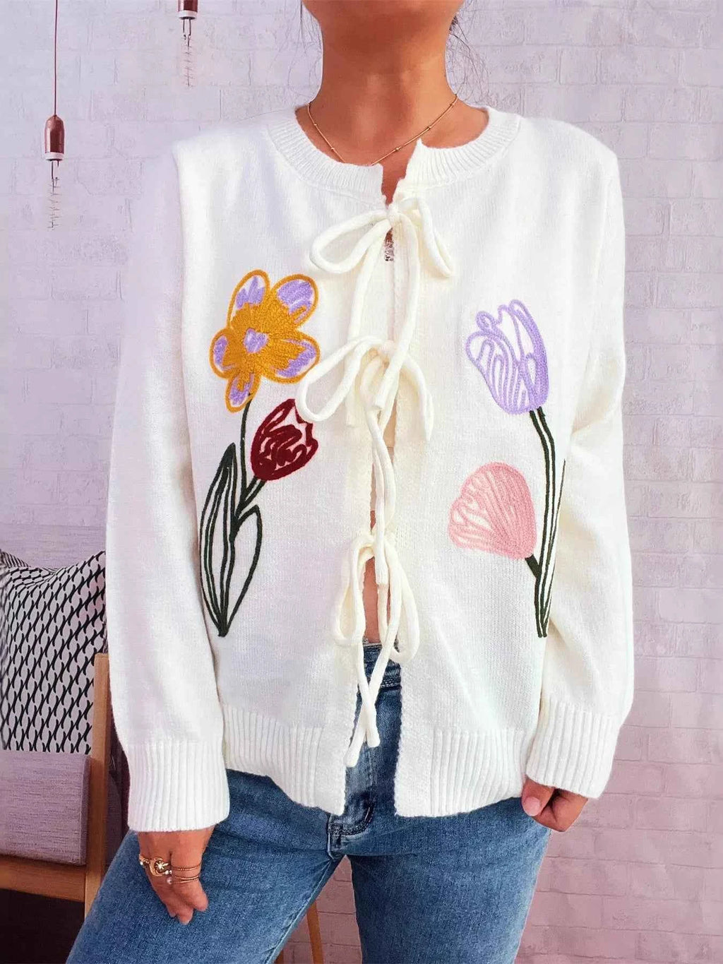 Floral Ribbed Hem Tie Front Cardigan cb4b40bad11f48468a3d1a1dd4f3ef3e-Max-Origin