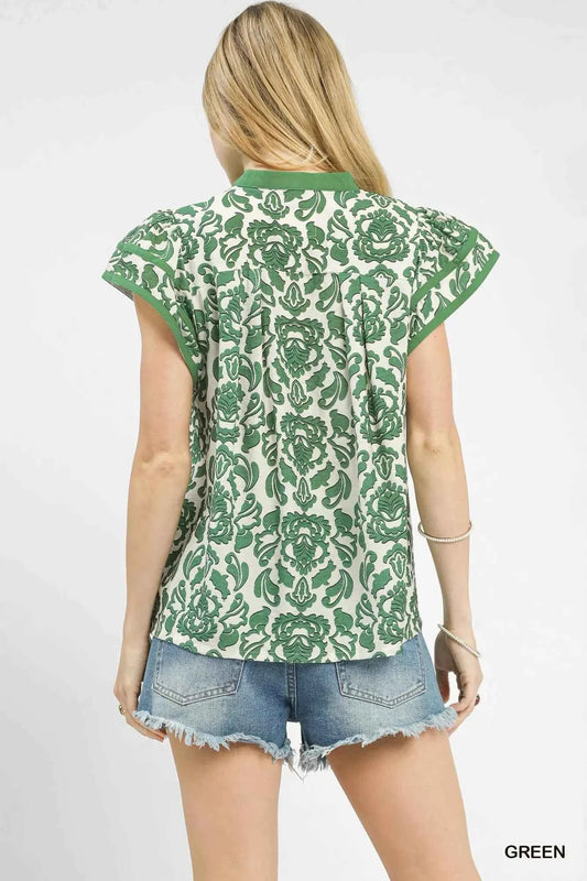 Abstract Print Short Sleeve Blouse cb5ca7e4-2bd4-4a6b-bc58-fac61de958f0-Max-Origin