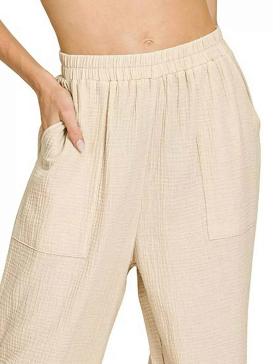 Double Gauze Elastic Band Pants cb60a6b3-ff8e-4d89-9f2c-f5ec969b2418-Max-Origin
